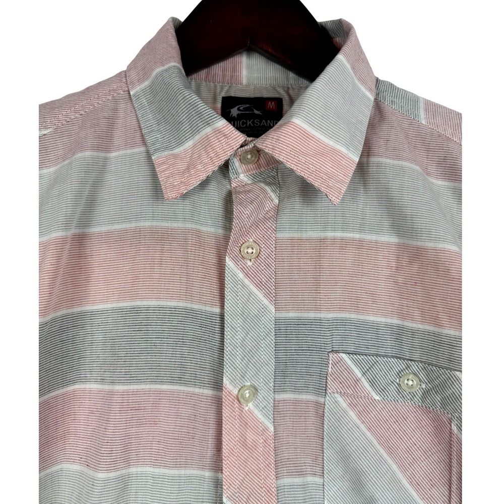 Quicksand Mens Striped Button Up Short Sleeve Casual‎ Shirt Medium